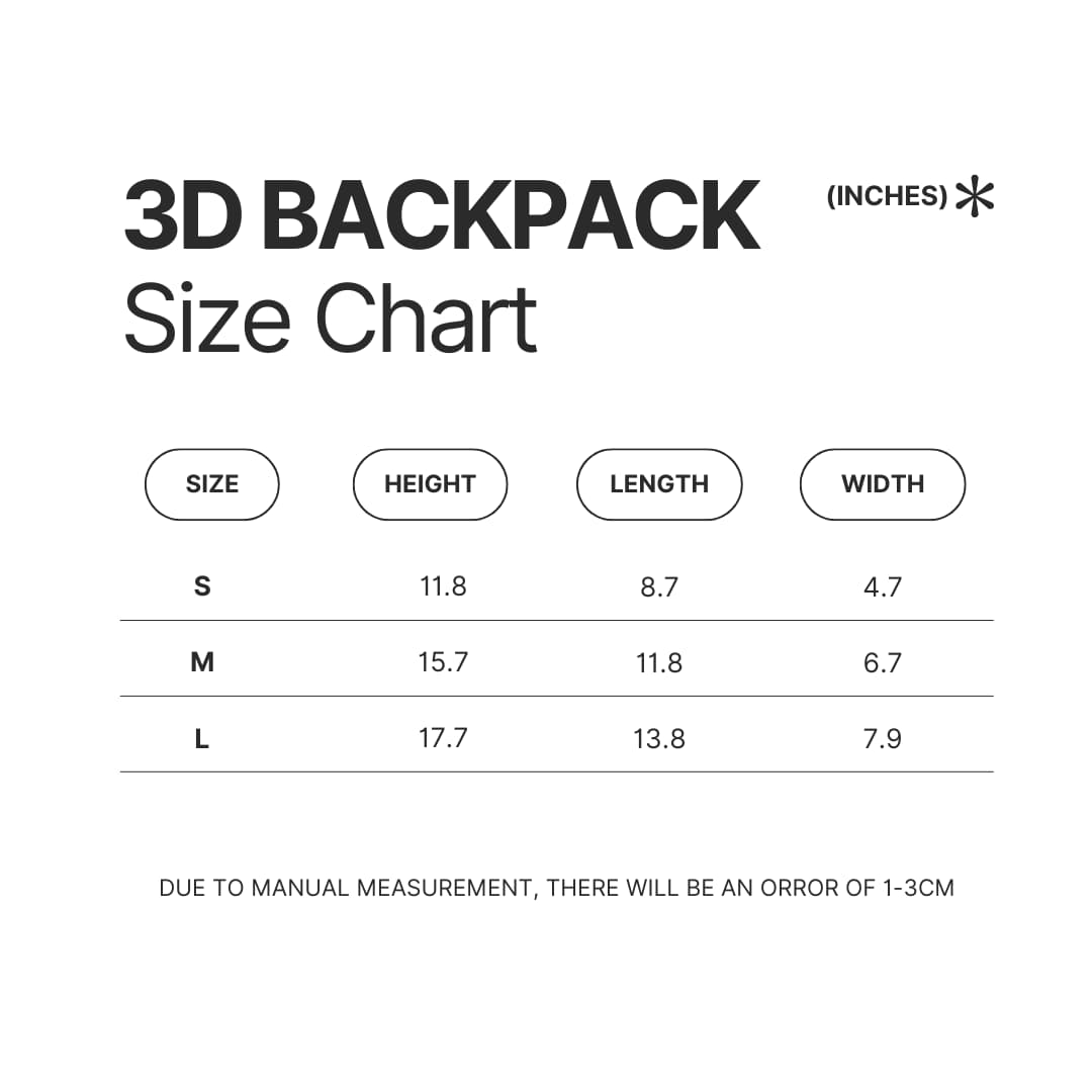 3D Backpack Size Chart - Aphmau Shop