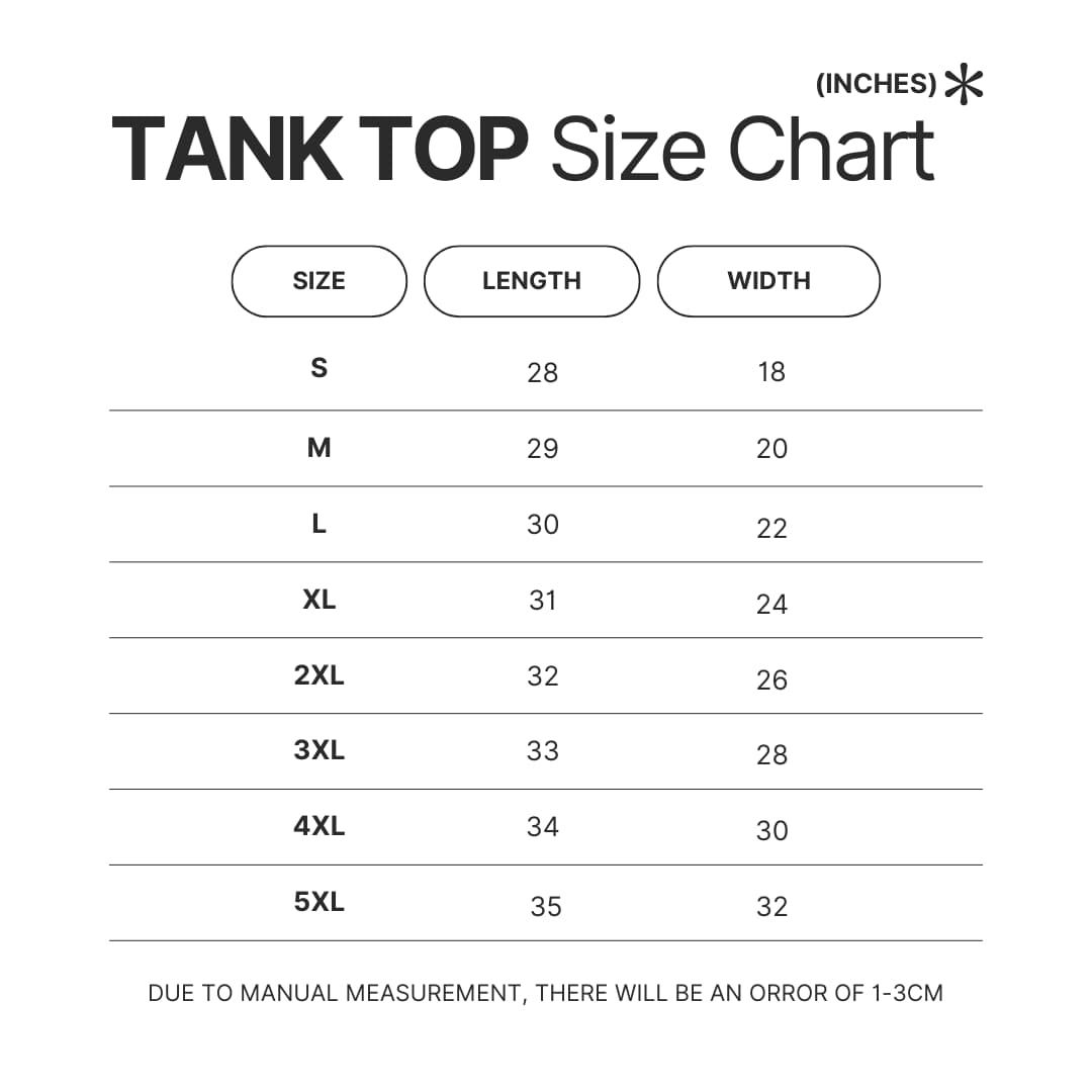 Tank Top Size Chart - Aphmau Shop