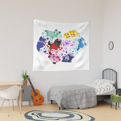 Aphmau And Friends Love Heart Meemeow Cat Pattern Tapestry