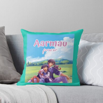 Aphmau And Aaron With Plushies Aarmau And Cats Throw Pillow