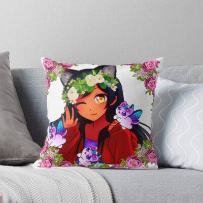 Aphmau Cat Flower Design Throw Pillow