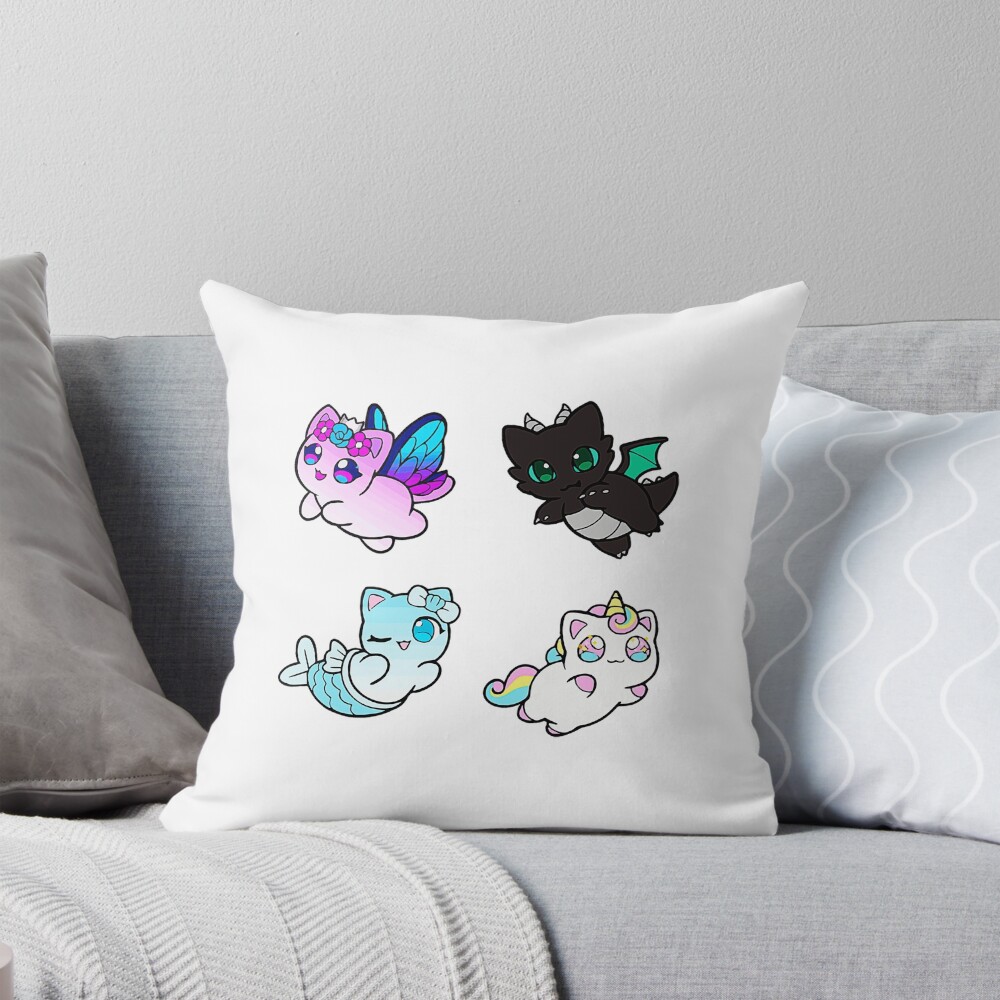 Meemeows Aphmau Cat Plush Pack Throw Pillow
